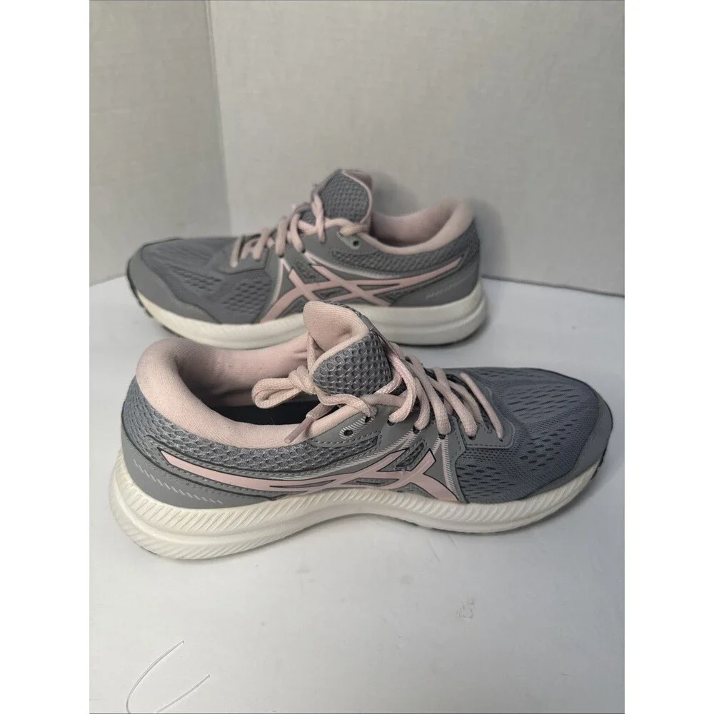 ASICS Gel-Contend 7 Women’s Size 8 Wide Gray Pink Running Shoes 1012A910